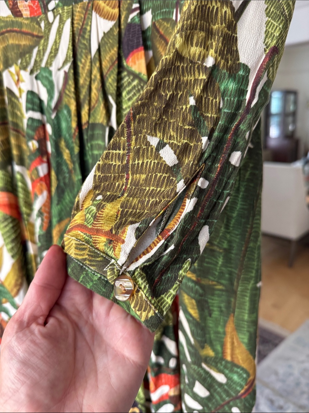 FARM Rio Tropical Green Maxi Dress with Leaf Print, Size S - Picture 6 of 6